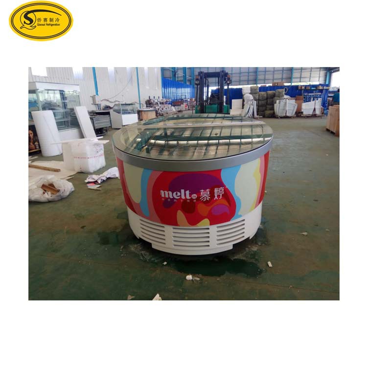 Manufacturers direct large barrel commercial ice cream display cabinet, hard ice cream popsicle ice cream display cabinet